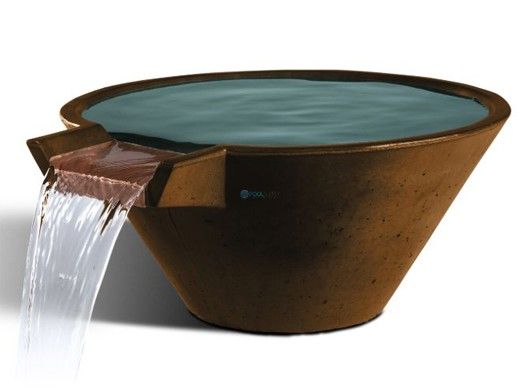 Slick Rock Concrete 29" Conical Cascade Water Bowl | Rust Buff | Stainless Steel Spillway | KCC29CSPSS-RUSTBUFF