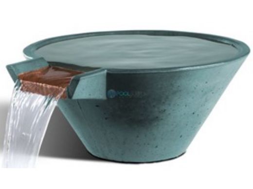 Slick Rock Concrete 22" Conical Cascade Water Bowl | Seafoam | Stainless Steel Spillway | KCC22CSPSS-SEAFOAM