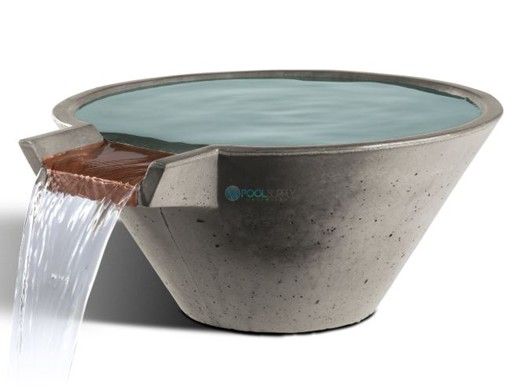 Slick Rock Concrete 34" Conical Cascade Water Bowl | Shale | Stainless Steel Spillway | KCC34CSPSS-SHALE