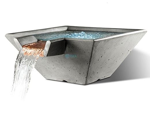 Slick Rock Concrete 29" Square Cascade Water Bowl | Shale | Stainless Steel Spillway | KCC29SSPSS-SHALE