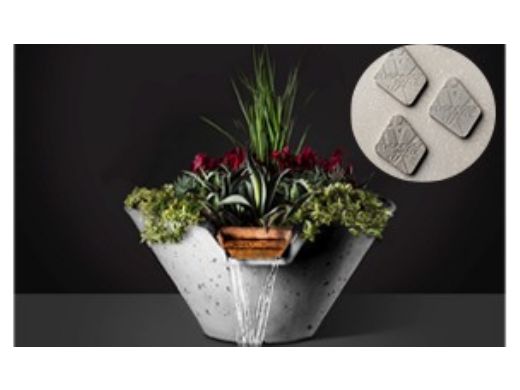 Slick Rock Concrete 29" Conical Cascade Water Bowl + Planter | Shale | Stainless Steel Scupper | KCC29CSCSS-SHALE