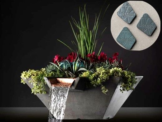 Slick Rock Concrete 29" Square Cascade Water Bowl + Planter | Denim | Stainless Steel Scupper | KCC29SSCSS-DENIM