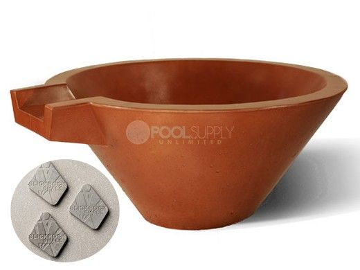 Slick Rock Concrete 30" Conical Spill Water Bowl | Shale | Stainless Steel Spillway | KSPC3014SPSS-SHALE