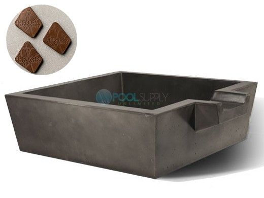 Slick Rock Concrete 30" Box Spill Water Bowl | Mahogany | Copper Spillway | KSPB3010SPC-MAHOGANY