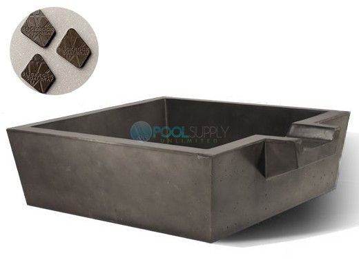 Slick Rock Concrete 30" Box Spill Water Bowl | Coal Gray | Stainless Steel Spillway | KSPB3010SPSS-COALGRAY