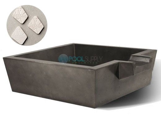 Slick Rock Concrete 30" Box Spill Water Bowl | Great White | Stainless Steel Spillway | KSPB3010SPSS-GREATWHITE