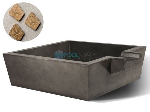 Slick Rock Concrete 30" Box Spill Water Bowl | Umber | Stainless Steel Spillway | KSPB3010SPSS-UMBER