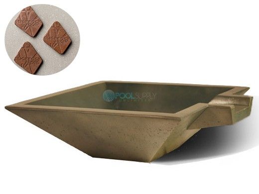Slick Rock Concrete 30" Square Spill Water Bowl | Adobe | Stainless Steel Spillway | KSPS3010SPSS-ADOBE