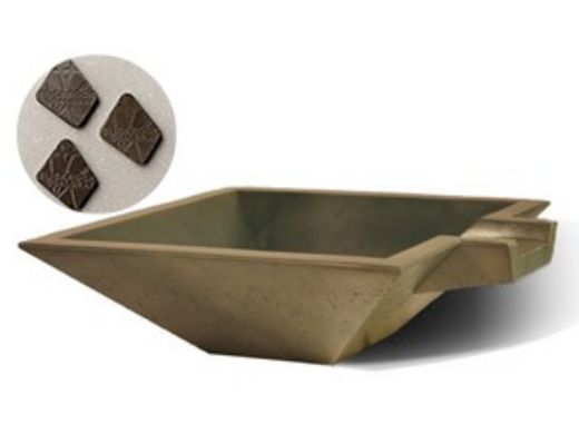 Slick Rock Concrete 30" Square Spill Water Bowl | Coal Gray | Stainless Steel Spillway | KSPS3010SPSS-COALGRAY
