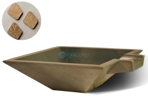 Slick Rock Concrete 30" Square Spill Water Bowl | Umber | Stainless Steel Spillway | KSPS3010SPSS-UMBER