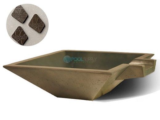 Slick Rock Concrete 30" Square Spill Water Bowl | Coal Gray Copper Spillway | KSPS3010SPC-COALGRAY