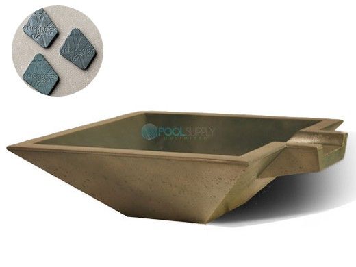 Slick Rock Concrete 30" Square Spill Water Bowl | Denim | Copper Spillway | KSPS3010SPC-DENIM