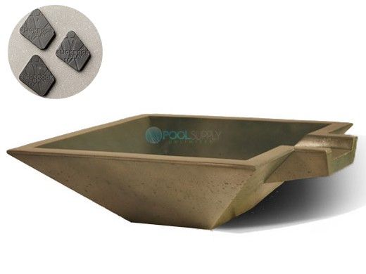 Slick Rock Concrete 30" Square Spill Water Bowl | Gray | Copper Spillway | KSPS3010SPC-GRAY