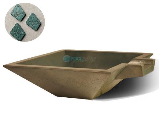 Slick Rock Concrete 30" Square Spill Water Bowl | Seafoam | Copper Spillway | KSPS3010SPC-SEAFOAM