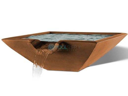 Slick Rock Concrete 30" Square Camber Water Bowl | Copper | No Liner | CS3011-COPPER