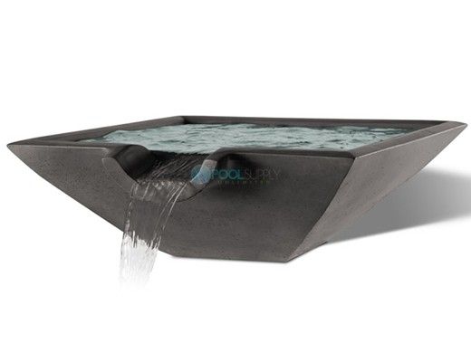 Slick Rock Concrete 30" Square Camber Water Bowl | Gray | No Liner | CS3011-GRAY