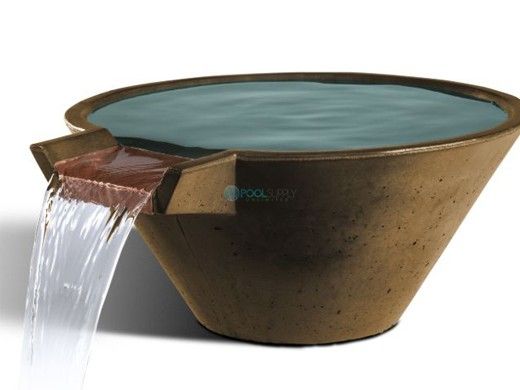 Slick Rock Concrete 34" Conical Cascade Water Bowl | Umber No Liner | KCC34CNL-UMBER