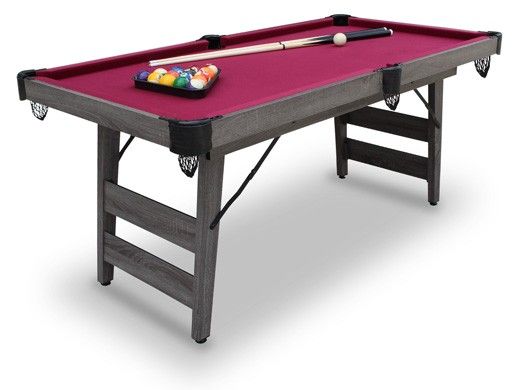 Hathaway Pendleton 6-Ft. Portable Pool Table | Driftwood Finish with Burgundy Felt | BG50379
