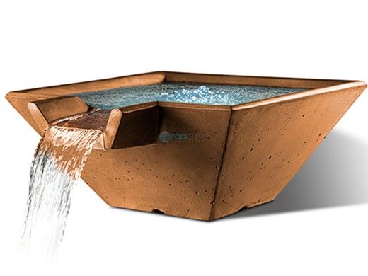 Slick Rock Concrete 29" Square Cascade Water Bowl | Copper | No Liner | KCC29SNL-COPPER