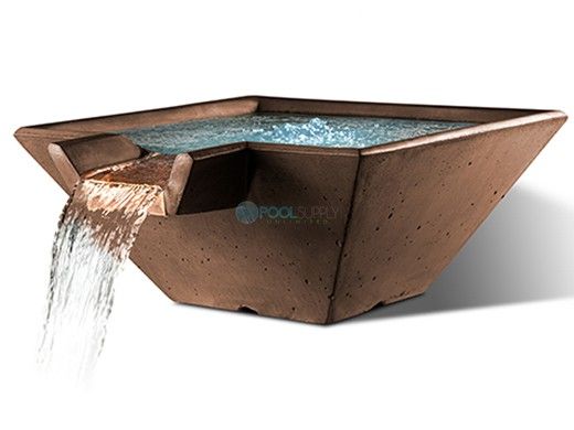 Slick Rock Concrete 29" Square Cascade Water Bowl | Mahogany | No Liner | KCC29SNL-MAHOGANY