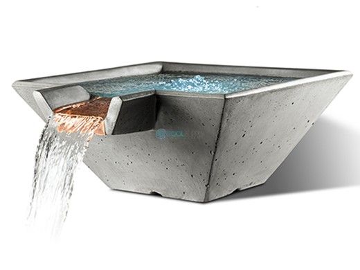 Slick Rock Concrete 34" Square Cascade Water Bowl | Shale | No Liner | KCC34SNL-SHALE