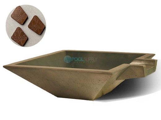 Slick Rock Concrete 30" Square Spill Water Bowl | Mahogany | No Liner | KSPS3010NL-MAHOGANY