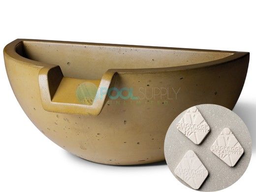 Slick Rock Concrete 16" Half Spill Water Bowl | Great White | No Liner | KSPH3616NL-GREATWHITE