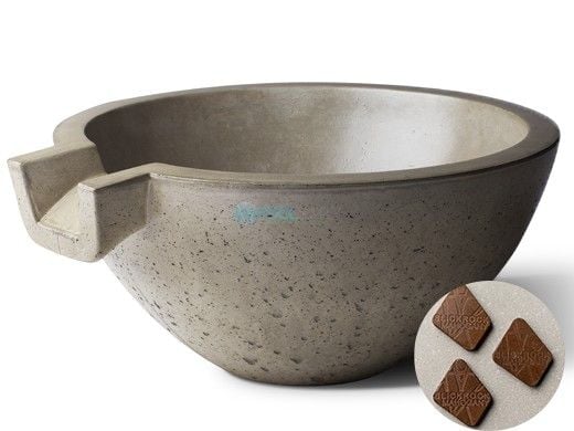 Slick Rock Concrete 24" Classic Spill Water Bowl | Mahogany | No Liner | KSPC2412NL-MAHOGANY