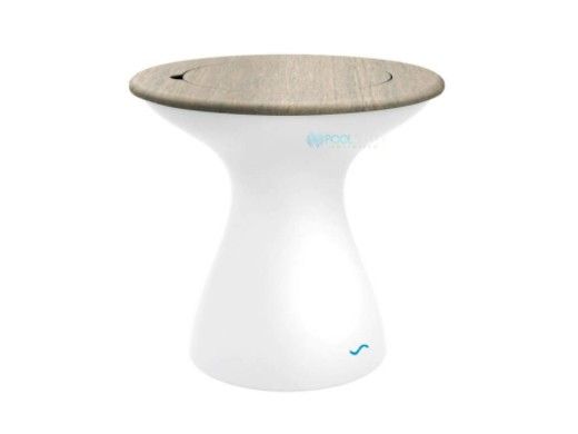 Ledge Lounger Autograph 20" Tall Ice Bin Side Table | In-Pool & Poolside Lounge Bin Side Table | Wheat Lid - White Base | LL-AG-ST-T-HL-W-WE