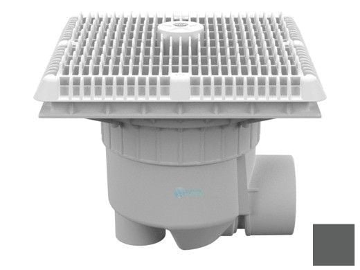 AquaStar 12" Square Wave Suction Outlet Cover with 3" Socket Sump and 4" Spigot | Dark Gray | WAV12WR105SSB