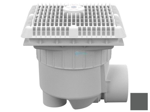 AquaStar 9" Square Wave Suction Outlet Cover with 3" Socket Sump and 4" Spigot | Dark Gray | WAV9WR105SSB