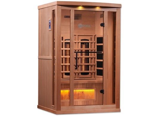 Golden Designs 2 Person Full Spectrum PureTech Near Zero EMF FAR Infrared Sauna with Himalayan Salt Bar | Hemlock | GDI-8020-02