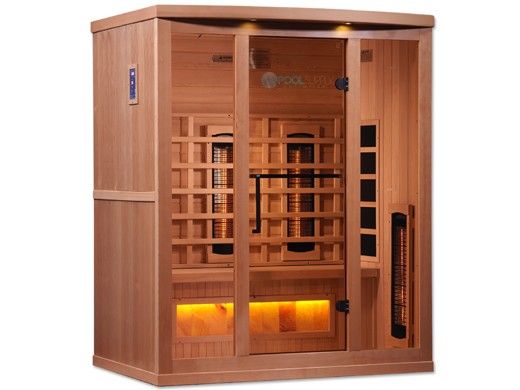 Golden Designs 3 Person Full Spectrum PureTech Near Zero EMF FAR Infrared Sauna with Himalayan Salt Bar | Hemlock | GDI-8030-02