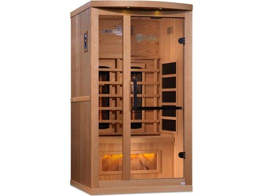 Golden Designs 1-2 Person Full Spectrum PureTech Near Zero EMF FAR Infrared Sauna with Himalayan Salt Bar | Hemlock | GDI-8010-02