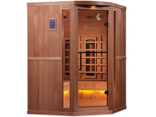Golden Designs 3 Person Full Spectrum PureTech Near Zero EMF FAR Infrared Sauna with Himalayan Salt Bar | Hemlock | GDI-8035-02