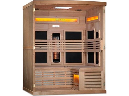 Golden Designs 6-Person Full Spectrum PureTech Near Zero EMF FAR Infrared Sauna with Himalayan Salt Bar | Hemlock | GDI-8260-01