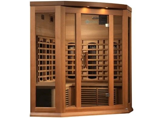 Golden Designs Maxxus 3-Person Near Zero Full Spectrum EMF FAR Infrared Carbon Corner Sauna | Red Cedar | MX-M356-01-FS CED