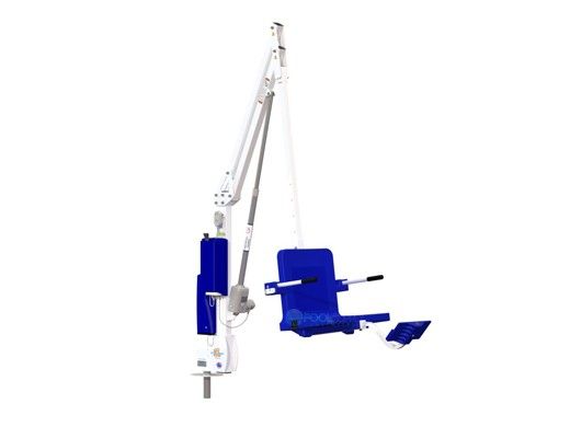 Aqua Creek Revolution XL Pool Lift | No Anchor | White Powder Coat with Blue Seat | F-REVXL