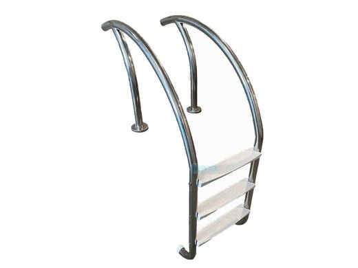 Global Pool Products Modern Ladder 3 Step Flanged With White Heavy Duty Treads | 1.90" x .065" Thickness 316 Stainless Steel | GPP-MLD-3ST-SS