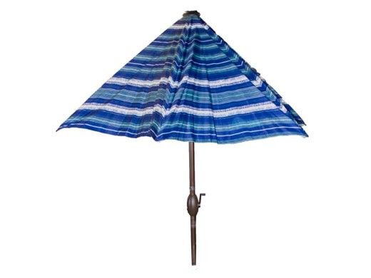 Global Pool Products 7-1/2" Red Stripped Umbrella for High-Top Table | GPPOTE-2STHT-UMB-T