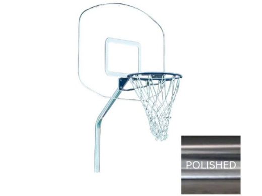 Global Pool Products Heavy Duty Basketball Set | 12" Offset with Net & Ball | Polished Frame | No Anchors | GPPOTE-HDBBS-SS