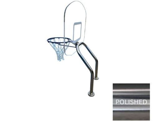 Global Pool Products X2 Basketball Set | 16" Anchor Spacing | Dual Pole with Net & Ball | Polished Frame | No Anchors | GPP-X2BB16-SS