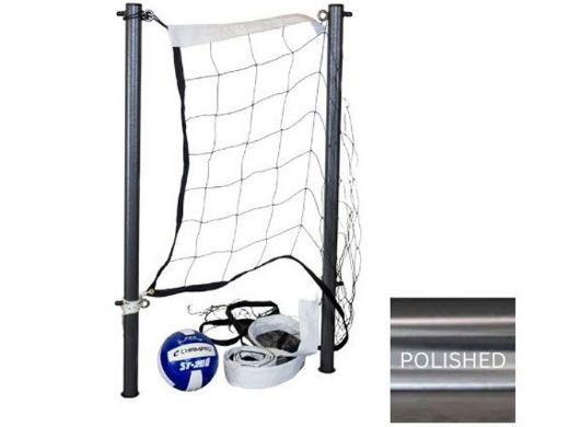 Global Pool Products Volleyball Set | 16' Net & Ball | Polished Poles | No Anchors | GPPOTE-VBS16-SS