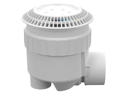 AquaStar 8" Round Color Choice Suction Outlet Cover with PVC Side Port 3" Socket x 4" Spigot Sump | White | CC8101SSB