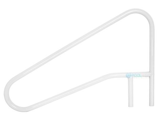 Saftron Custom Cross Braced Return to Deck Mounted 3-Bend In Water Handrail | .25" Thickness 1.90" OD | 54"W x 46.5"H | White | CUSTOM CBRTD-354-W