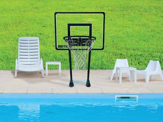 Saftron 42" Residential Basketball Hoop with Dual Black Support Post | Escutcheons Included | P-BB-42-BK