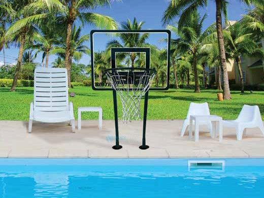 Saftron 28" Residential Basketball Hoop with Dual Black Support Post | Escutcheons Included | P-BB-28-BK