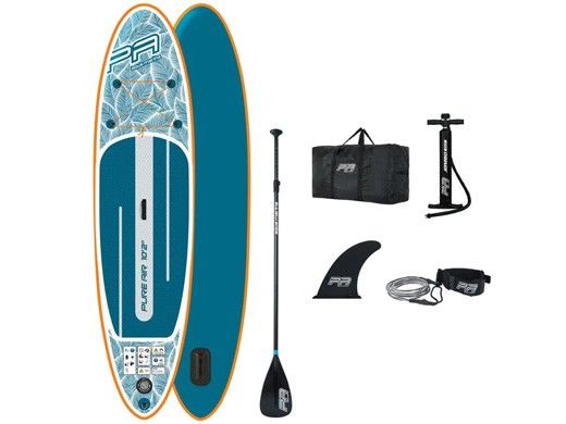 Aqua Marina Pure Air All-Around iSUP | Adjustable Aluminum Paddle with Safety Leash | Blue | 10' 2" x 30" | PA-23AR03PS