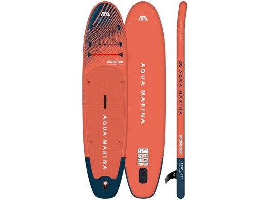 Aqua Marina All-Around iSUP | Aluminum Sports III Paddle with Safety Leash | Monster - Sky Glider | 12' x 33" | BT-23MOP