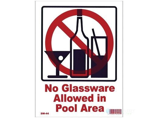 PoolStyle Vertical NO GLASSWARE ALLOWED Sign | 9" x 12" | PS246